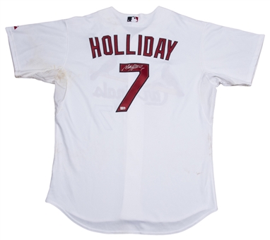 2010 Matt Holliday Game Used and Signed St. Louis Cardinals White Home Jersey Worn on 07/30/10 (MLB Authenticated & Beckett)